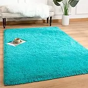 Soft Fluffy Bedroom Rugs, 3 x 5 Feet Indoor Shaggy Plush Area Rug for Boys Girls Kids Baby College Dorm Living Room Home Decor Floor Carpet, Teal Blue