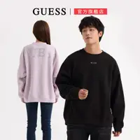 在飛比找蝦皮商城優惠-【GUESS】男女同款-水鑽字母LOGO圓領大學T- 兩色任