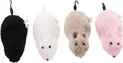 FIXOSHEE 4Pcs Wind Up Plush Mouse for Cats and Dogs Interactive Furry Rat with Clockwork Mechanism No Batteries Needed for Kittens and Puppies Engaging Pet Play for Hunting