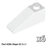 LEGO NEW 4286 Slope Roof Brick White Roof 1x3 Slope 33° 428601 Lot of 6