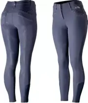 B Vertigo Womens Olivia Silicone Full Seat Breeches Navy Blue