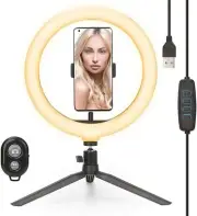 10-inch Ring Light with Stand and Phone Holder,3 Light Modes 11 Brightness,10W D