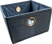 Crate & Barrel Foldable Canvas Storage Bins | Set of 2 Cubby Cubes-Heritage Blue