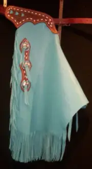 Custom Made Leather Chinks/Turquoise Chaps/Made In USA