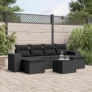 Garden Furniture Patio Set, Outdoor Chairs for Balcony, Conversation Set with Table, Rattan Chair, Small Piece, Black Wicker