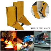 2 X Leather Long Shoes Boots Leather Welding Spats Fire Protection Shoes Foot