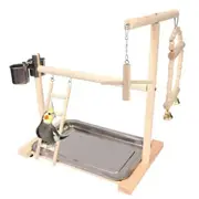 Wood Parrot Ladder Swing Play Stand Perch Playground Pet Cockatiel Playpen Toy