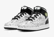 Brand New Air Jordan 1 Mid SE GS DIY White Black Volt DC4099-100 6Y