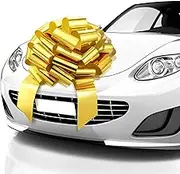 Zoe Deco Big Car Bow (Gold, 23 inch), Round Shape Gift Bows, Giant Bow for Car, Birthday Bow, Huge Car Bow, Car Bows, Big Gold Bow, Bow for Gifts, Christmas Bows for Cars, Gift Wrapping