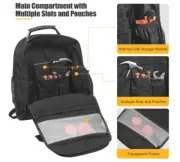 HEAVY DUTY TOOL BACKPACK FOR ELECTRICIANS – CONSTRUCTION TOOL BAG WITH MULTIPLE!