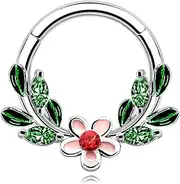 [CHARMONLINE] Septum Ring 16G Flower,Leaf Septum Nose Ring 316L Stainless Steel Vine Septum Piercing Daith Piercing Jewelry Conch Helix Earring Cartilage Earring for Women Men, one size, Stainless