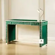 Console Table, Bone Inlay Work Desk, Wood Floral Desk, Computer Table 3 Drawers