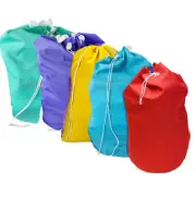 5 x Commercial Laundry Linen Bag with Drawstring & Lugs: Blue,Purple, Red, Gree