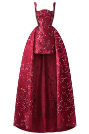 [TRACY STUDIO] HIGH LOW SLEEVELESS CURVED NECKLINE DRESS RED L