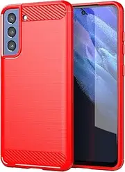Ecomoonbyter Slim Fit Case Compatible with Samsung Galaxy S21 FE 5G 6.4-Inch, Thin Phone Cover with Shock-Absorption (Red)