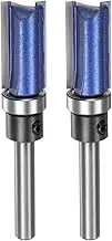 uxcell 2pcs Pattern Flush Trim Router Bit 0.24" Shank 1" Cutting Length 1/2" Cutting Dia with Top Bearings Straight Precise Cutting Woodworking Milling Cutter Tool for Edge Trimming