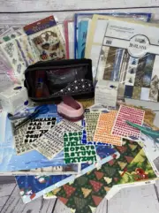 MYSTERY SCRAPBOOKING STICKERS CARDSTOCK EMBELLISHMENTS PAPER TOOLS LOT