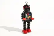 High Wheel Robot Clockwork tin toy