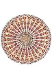 Zest For Life Round Red/Gold Mandala Tablecloth Tapestry 80"