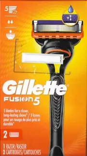 Gillette Fusion 5 Men's 1 Razor Handle and 2 Blade Refills NEW & SEALED
