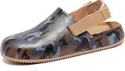 [MEIAGDT] Mens Womens Clogs Unisex Garden Shoes Camo Athletic Mules Non Slip Lightweight Sandals with Adjustable Back Strap for Home Beach Pool Outdoor