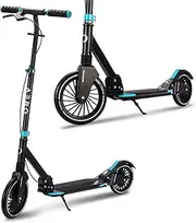 Aero Big Wheel Scooters for Kids Ages 8-12, Teens and Adults. Manual Kick Scooter for Boys and Girls, with Hand Brake, Rubber Mat, Shock Absorption, Foldable and Height Adjustable