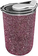 MYHOBBY Stainless Steel Vacuum Insulated Tumbler,Bling Drink Cup with Lids,Coffee Cup Travel Mug for Car Water Cup Slot,Pink