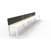 RAPIDLINE RAPID INFINITY PROFILE LEG SINGLE SIDED WORKSTATION With Screen 3 Persons W4500 x D700 x H1200mm Natural White Top With Entry Cable Holes