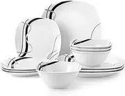 [VEWEET] Plates and Bowls Sets, Porcelain Dinnerware Sets for 4, 12 PCS Dish Set Including Dinner Plates, Dessert Plates and Cereal Bowls, Series Fiona