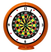 Darts Game Room, Orange Non-Lighted Gas Pump Globe Advertising Quartz Clock