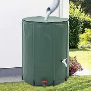 Collapsible 500L Rain Water Tank Green, 80x98 cm, PVC, with Filters, Outdoor Garden Water Column, Courtyard Faucet Accessory, Eco-Friendly, UV Protected,Stainless Steel Tap,Vertical Gardening Solution