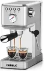 CHULUX Slim Espresso Machine with Milk Frother Steam Wand, 20 Bar Silver