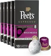 [Peet's Coffee] Medium Roast Espresso Pods Compatible with Nespresso Original Machine, Ricchezza Intensity 8, 50 Count (5 Boxes of 10 Espresso Capsules), Coffee Gifts