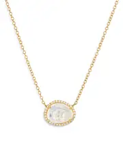Zoe Lev 14K Yellow Gold Diamond Moonstone Pendant Necklace, 18