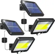 LED Solar Sensor Lights Outdoor 2 Pack Solar Powered Flood Lights Outdoor Motion Sensor Security Lights Outside Waterproof with 3 Lighting Mode 5m Cable for Garden Patio Path Yard Garage