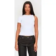 White One Sleeve Twist Detail Long Top, White