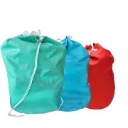 3 x Commercial Laundry Linen Bag with Drawstring & Lugs: Red, Blue & Green| Bnb