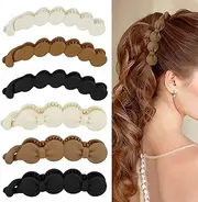 Hapdoo Hair Clips, 6PCS Bow Oval Banana Clips for Medium Thin Hair, 4.1 Inch Matte Strong Hold Half Ponytail Bun Holder, Hair Jaw Clips Barrettes Styling Accessories for Women Girls