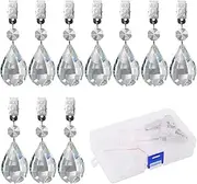 Swpeet 10Pcs Marquise Tablecloth Weights with 10Pcs Metal Clip Kit, Crystal Glass Teardrop Prisms Pendant Tablecloth Weights for Picnic Tables Tablecloth Weights Heavy Outdoor