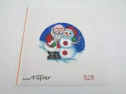 Hand Painted Needlepoint Canvas SNOWMAN SANTA Christmas by Napier