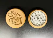 Bowser super Mario double side engraving wood kitchen herb grinder pop gift