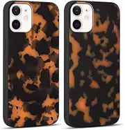 RUMDEY 2 Pack Cute Cheetah Print for iPhone 12 Mini 5.4" Phone Case, Luxury Leopard Pattern Design Cases Soft Silicone Slim TPU Shockproof Bumper Protective Cover for Women Girls-Black & Yellow