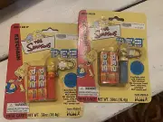 Two (2) The Simpsons PEZ Dispenser Keychains [Bart + Homer] Vintage Never Opened