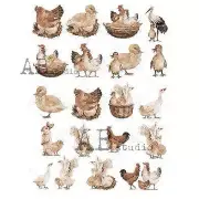 Chicken & Duck Minis | A4 8.3" x 11.7" | Decoupage Rice Paper | AB Studios