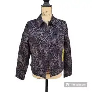Nine West Leopard Print Denim Jacket