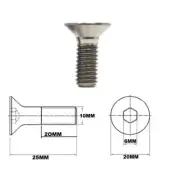 M10X25MM 1.5 THREAD PITCH TITANIUM COUNTERSUNK BOLT GRADE 5