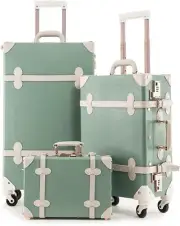 Woman Vintage Suitcase Hard Shell Travel Trunk Luggage Train Bag 26"+20"+12"