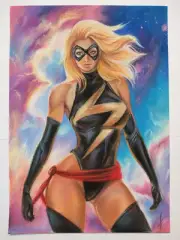 Sexy Ms. Marvel 8x12/A4 X-Men Original Comic Art Painting Pinup by Zavhorodnia
