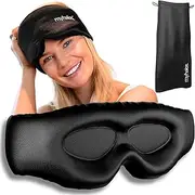 MyHalos® 3D Mulberry Silk Sleep Mask with Eye Cups - Blackout Sleep Mask for Men & Women - Eye Masks for Sleep Anywhere
