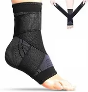 Adjustable Ankle Support Brace Neoprene Sleeve, Breathable Ankle Brace Support for Men/Women, Stabilizes Ligaments, Eases Swelling, Sprains, Compression Wrap (1Pcs Black)
